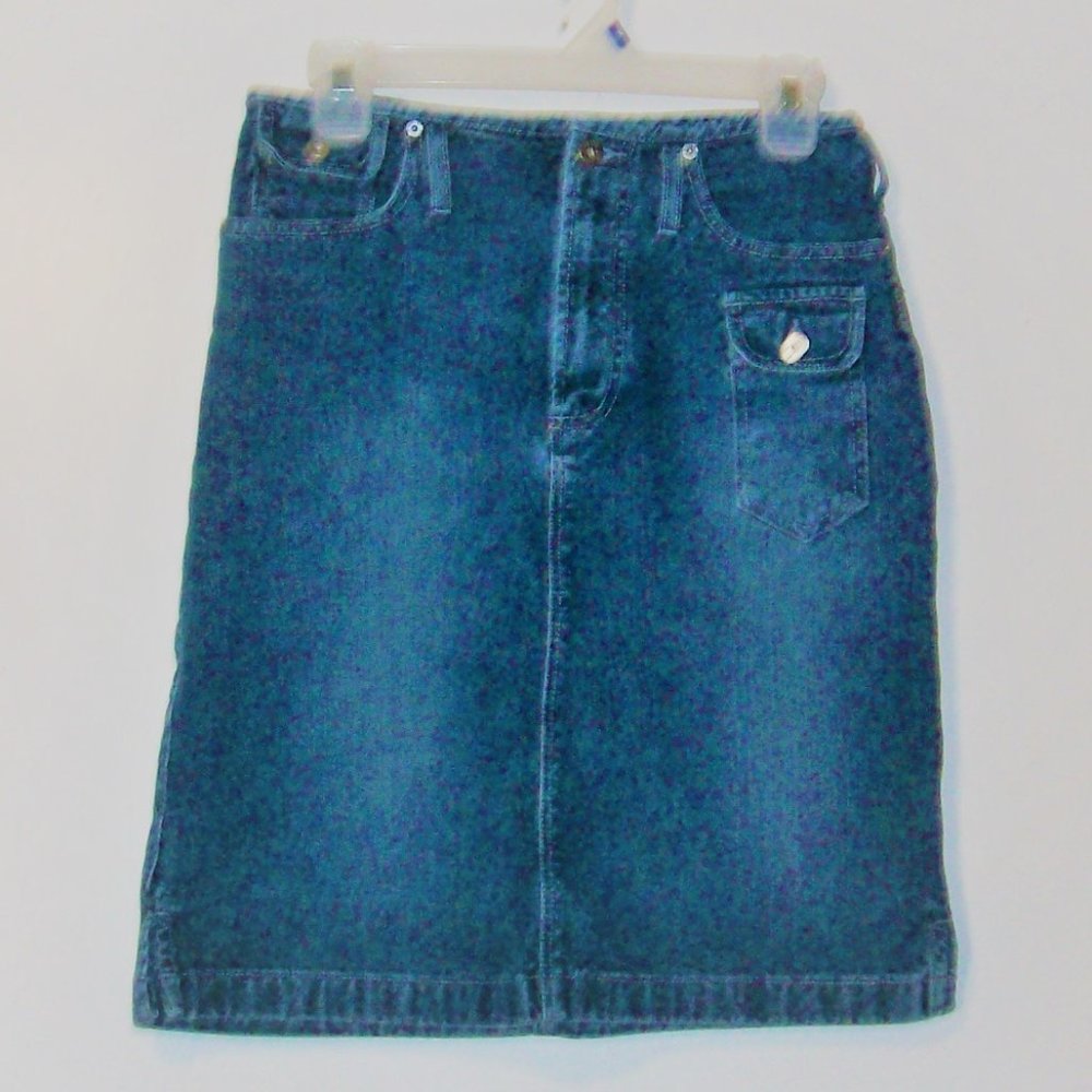 Silver 28 Jean Skirt Above Knee Logo 6 Pocket H369
